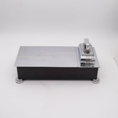 RONSON 1937 Art Deco Brown Lacquered Desk Box With Touch Tip Striker Lighter