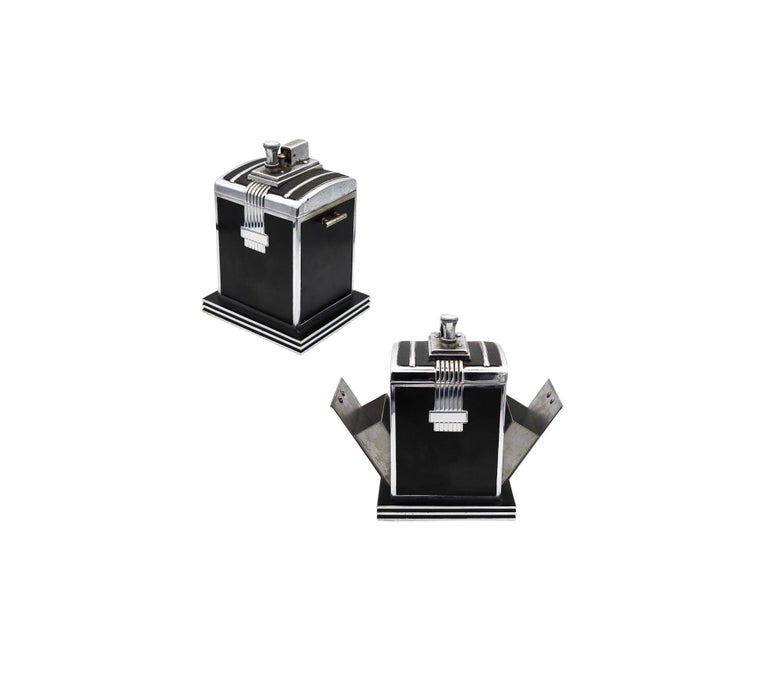 RONSON 1937 Art Deco T-T Smoker's Desk Double Box & Touch Tip Lighter