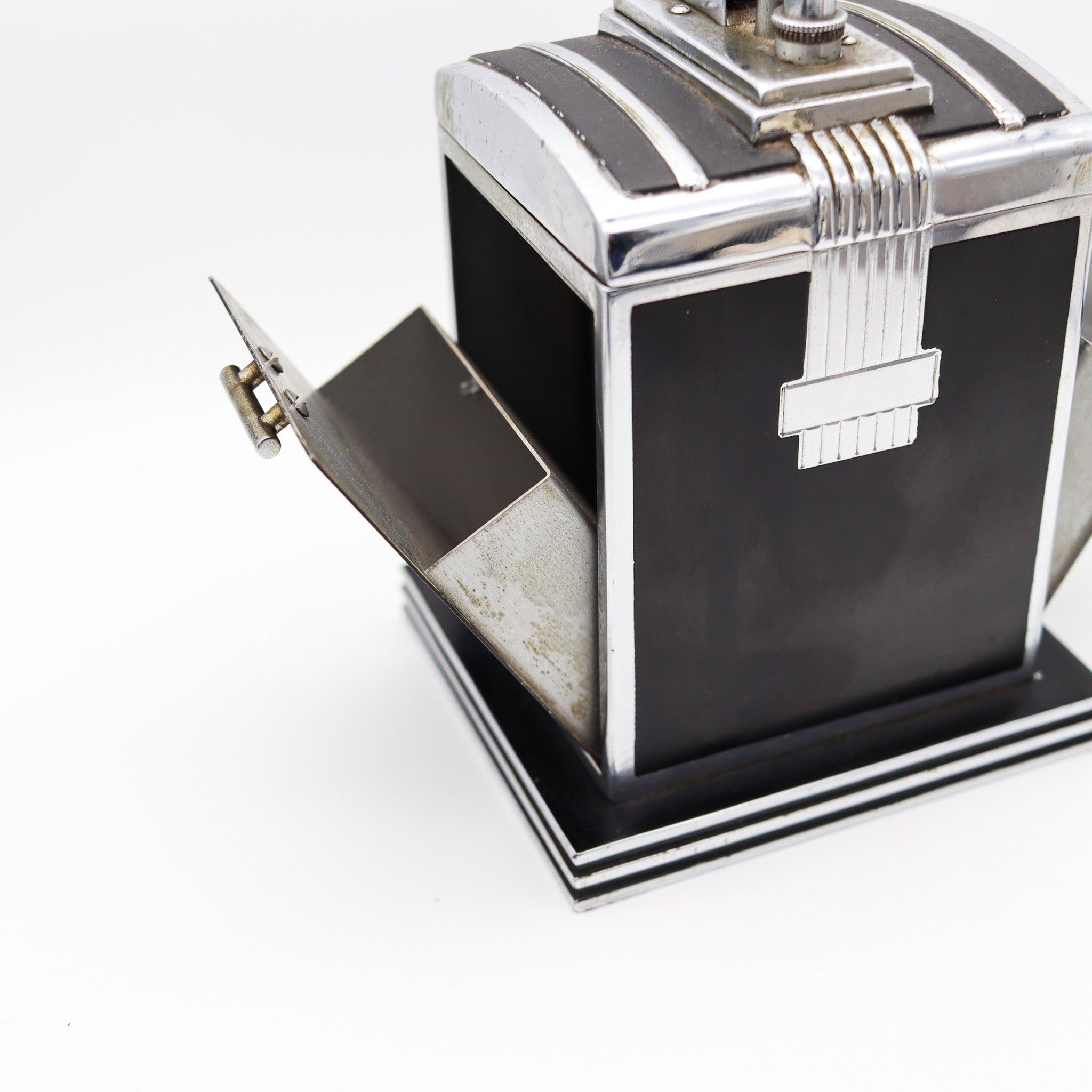 RONSON 1937 Art Déco T-T Smoker's Desk Double Box & Touch Tip Lighter en vente 4