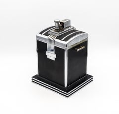 RONSON 1937 Art Deco T-T Smoker's Desk Double Box & Touch Tip Lighter
