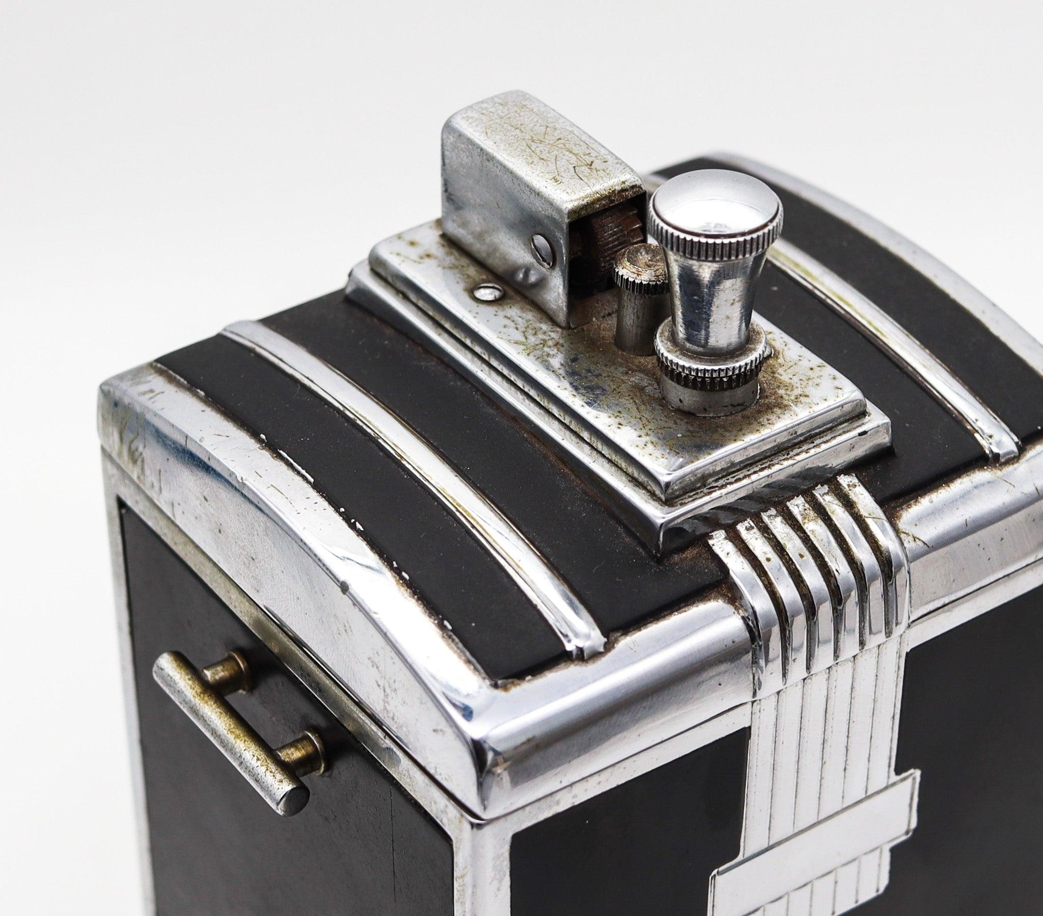Américain RONSON 1937 Art Déco T-T Smoker's Desk Double Box & Touch Tip Lighter en vente