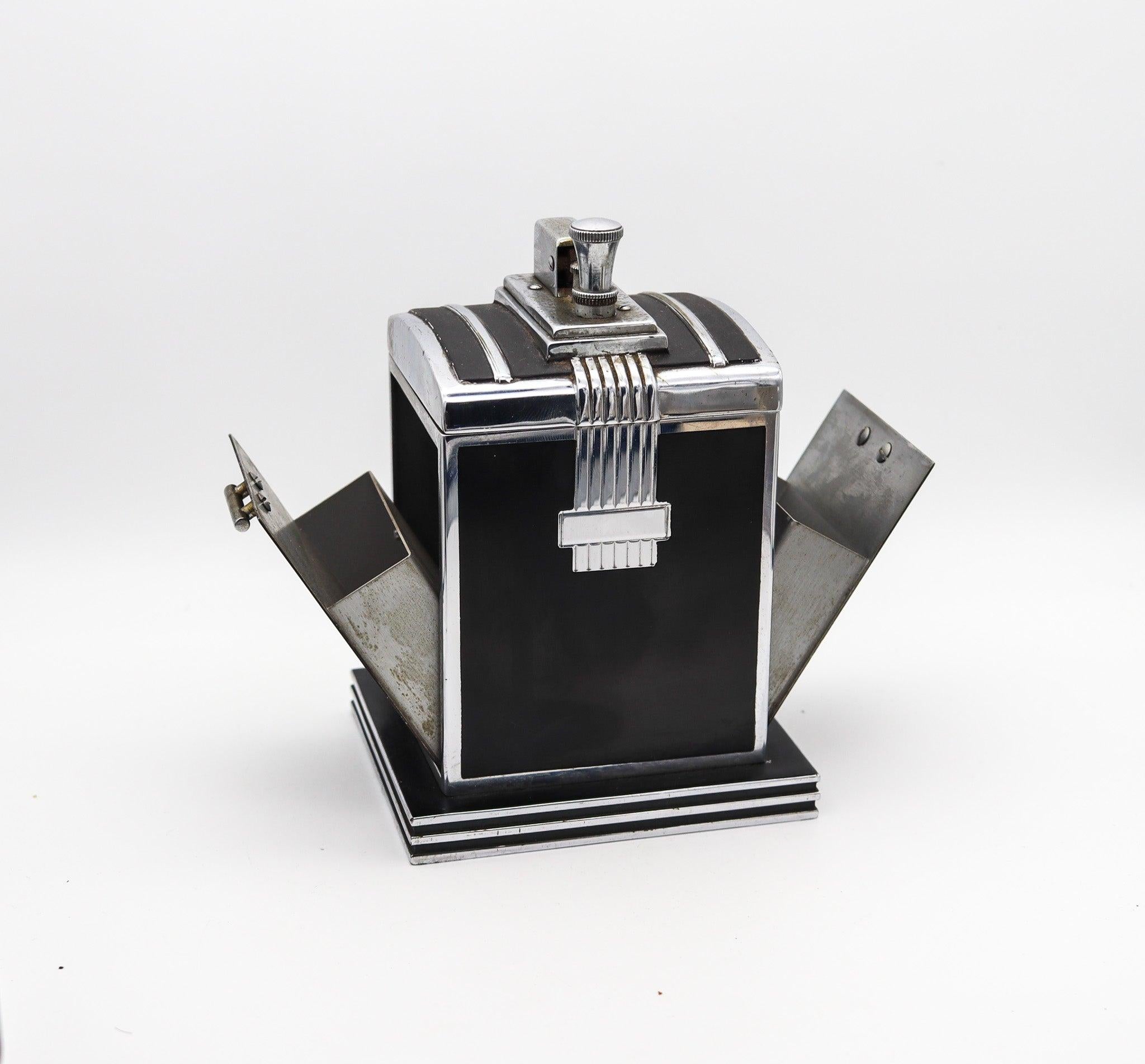 RONSON 1937 Art Déco T-T Smoker's Desk Double Box & Touch Tip Lighter en vente 1