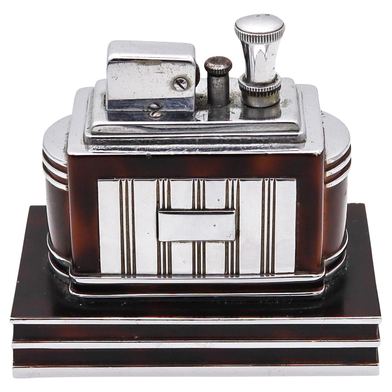 RONSON 1938 Art Deco Machine Age Lacquered Deluxe Classic Touch Tip Lighter