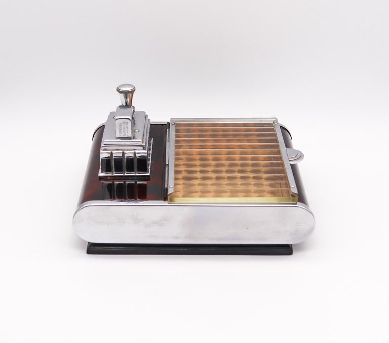 cigarette lighter toaster Ronson 1939 Art Deco Cigarette Dispenser Lacquered Desk Box Touch Tip  Lighter at 1stDibs