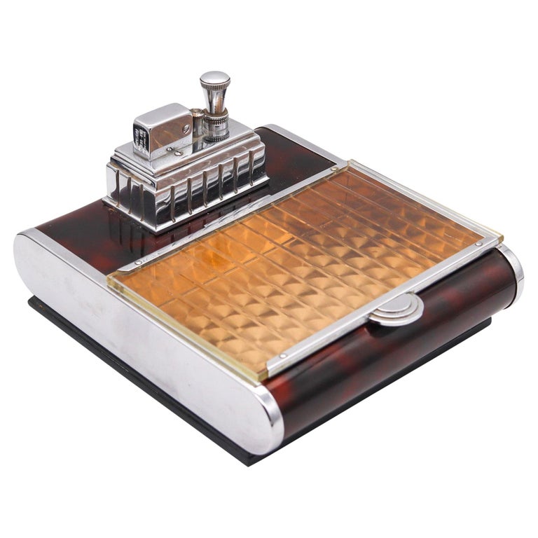 desktop cigarette dispenser Ronson 1939 Art Deco Cigarette Dispenser Lacquered Desk Box Touch Tip  Lighter at 1stDibs