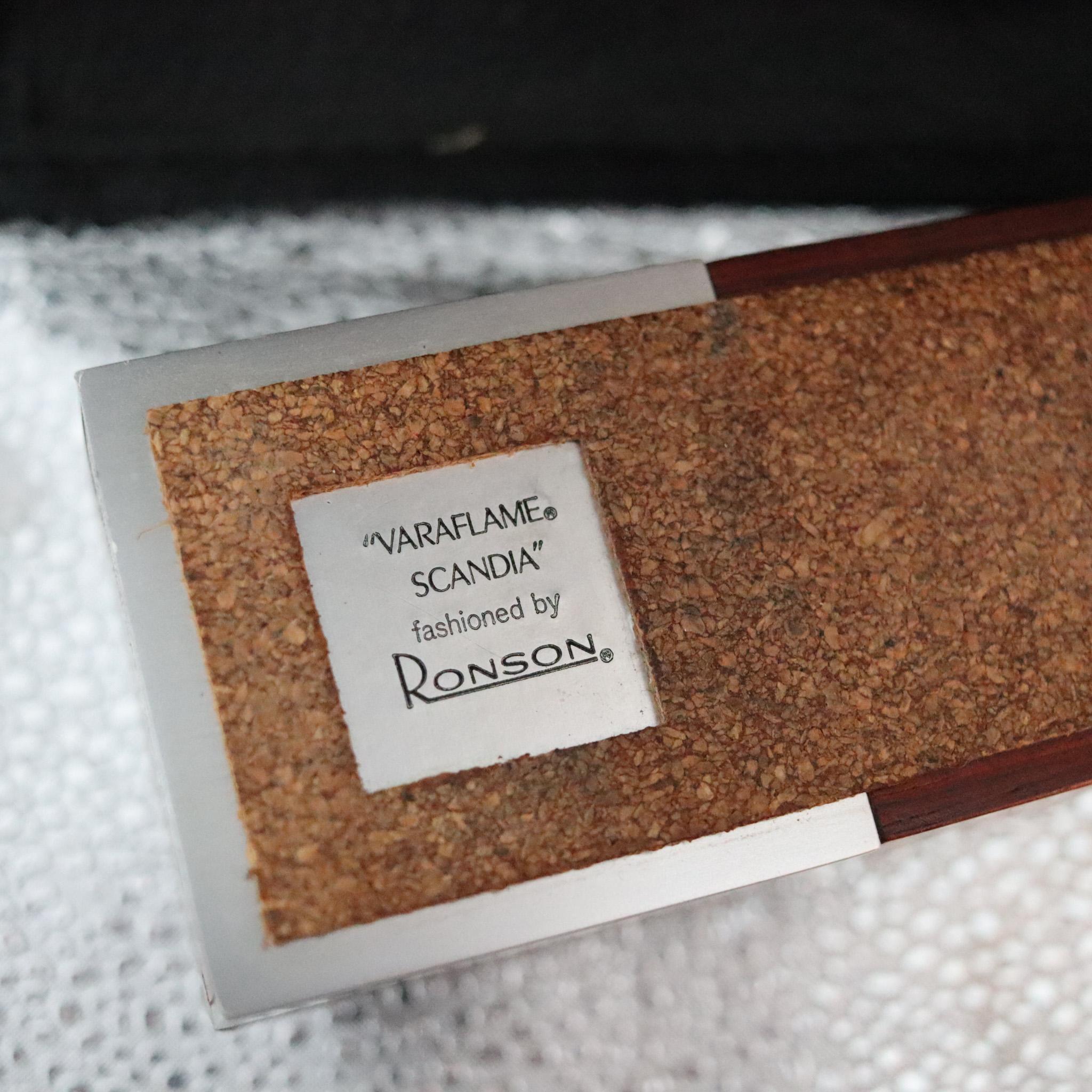 Mid-20th Century RONSON 1960 Germany Varaflame Scandia Lighter Box Cedar & Brushed Aluminum