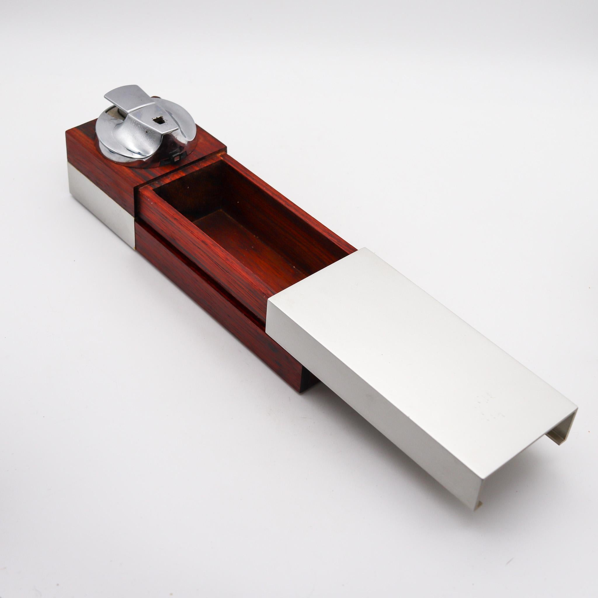 RONSON 1960 Germany Varaflame Scandia Lighter Box Cedar & Brushed Aluminum 1
