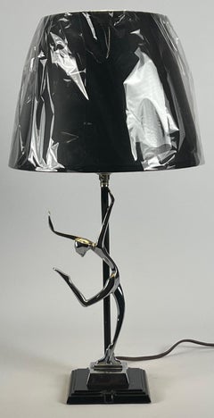 Ronson Art Deco Lady Dancing lámpara de mesa cromo y negro muy raro 14425