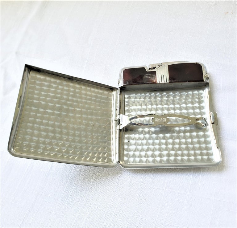 cigarette holder with built in lighter Ronson Art Metal Works Chrome and Enamel Cigarette Case with Built In  Lighter For Sale at 1stDibs