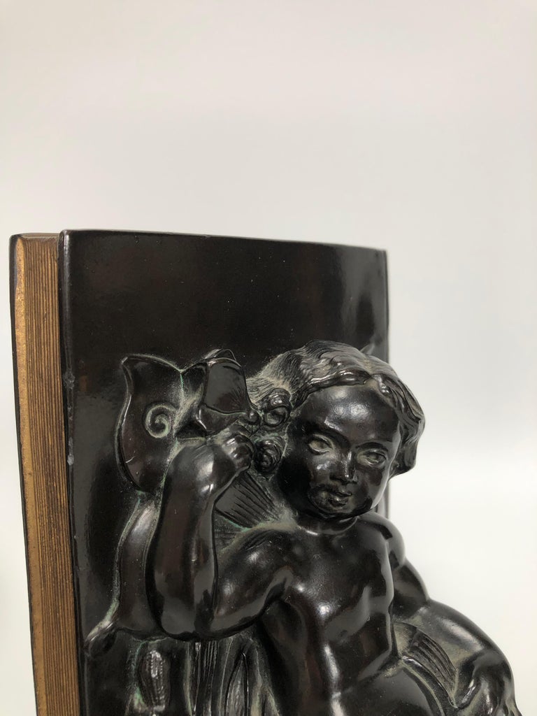 American Ronson Pair of Art Deco Bookends For Sale