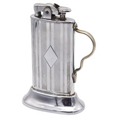 Briquet de bureau Art Déco Tabourette en acier chromé RONSON USA 1927