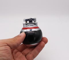 Ronson USA 1929 Art Deco Black And Red Lacquer RonDeLight Table Lighter In Steel