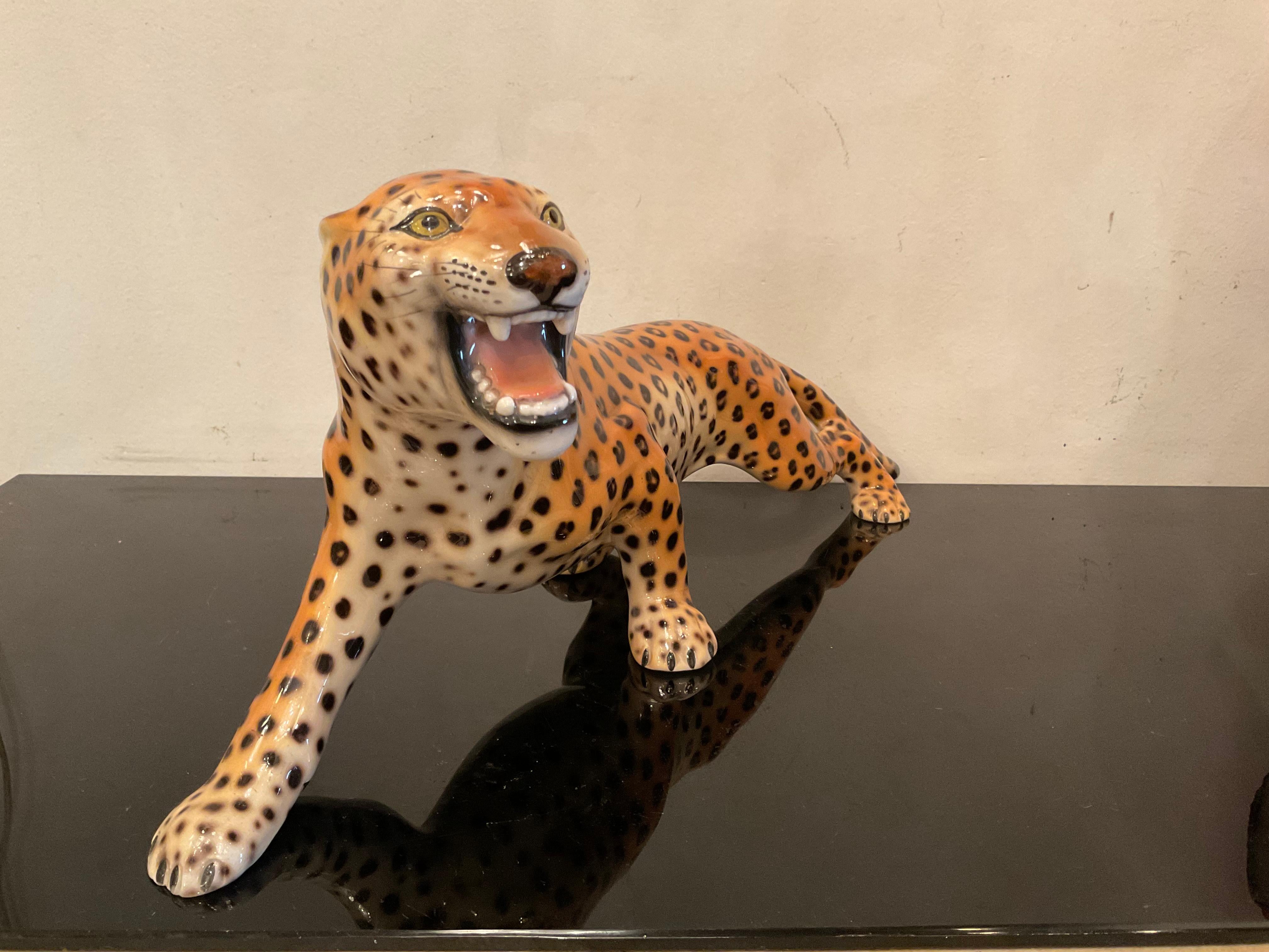 Italian Ronzan, Ceramic Leopard from the, 50s