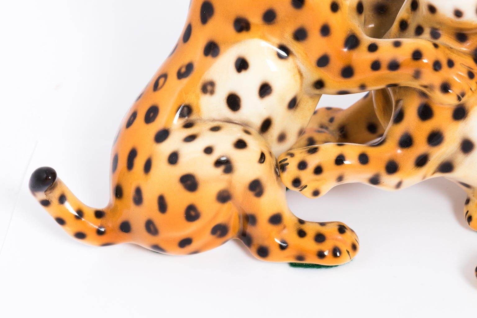 Mid-Century Modern Ronzan Ceramic Leopards 