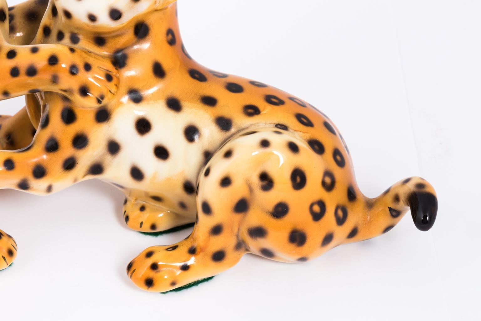 Painted Ronzan Ceramic Leopards 