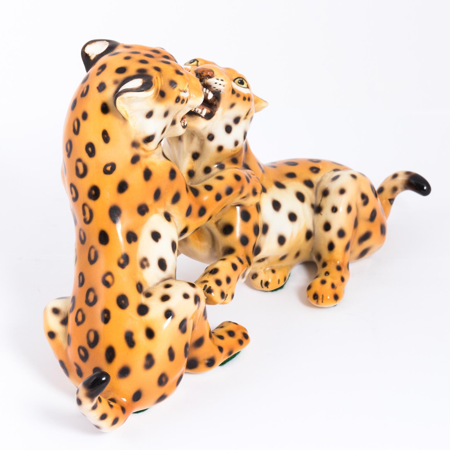 20th Century Ronzan Ceramic Leopards 
