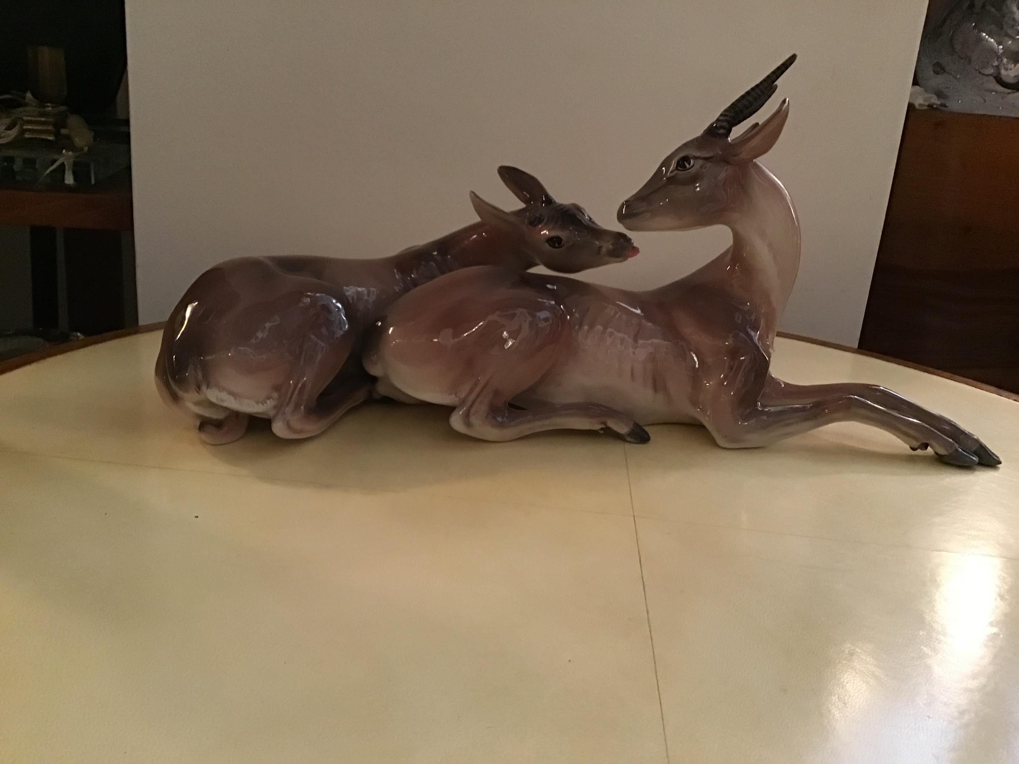 Ronzan Italian Ceramic “African Gazelles“, 1950 In Excellent Condition For Sale In Milano, IT