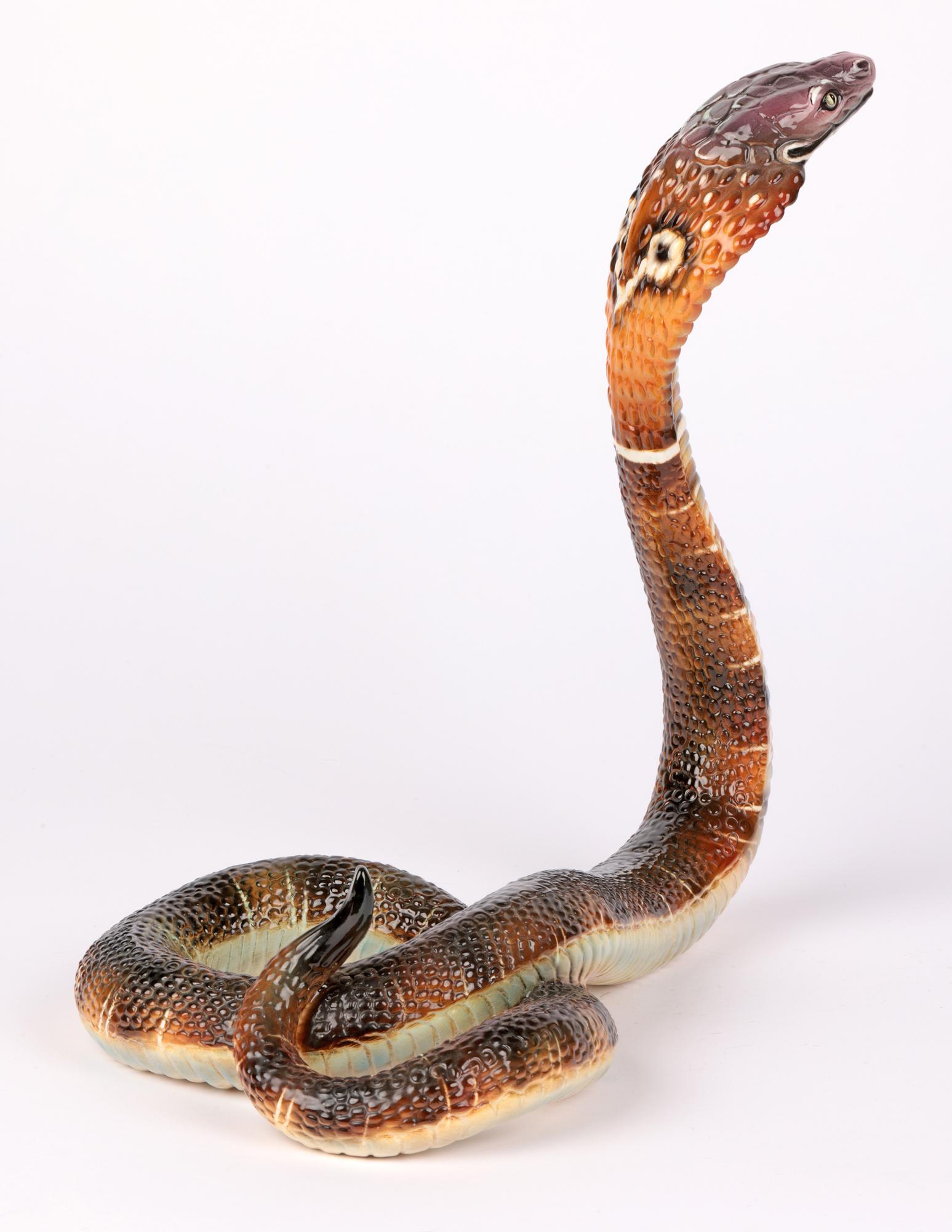 Ronzan Italian Midcentury Large Ceramic Pottery Cobra Snake  3