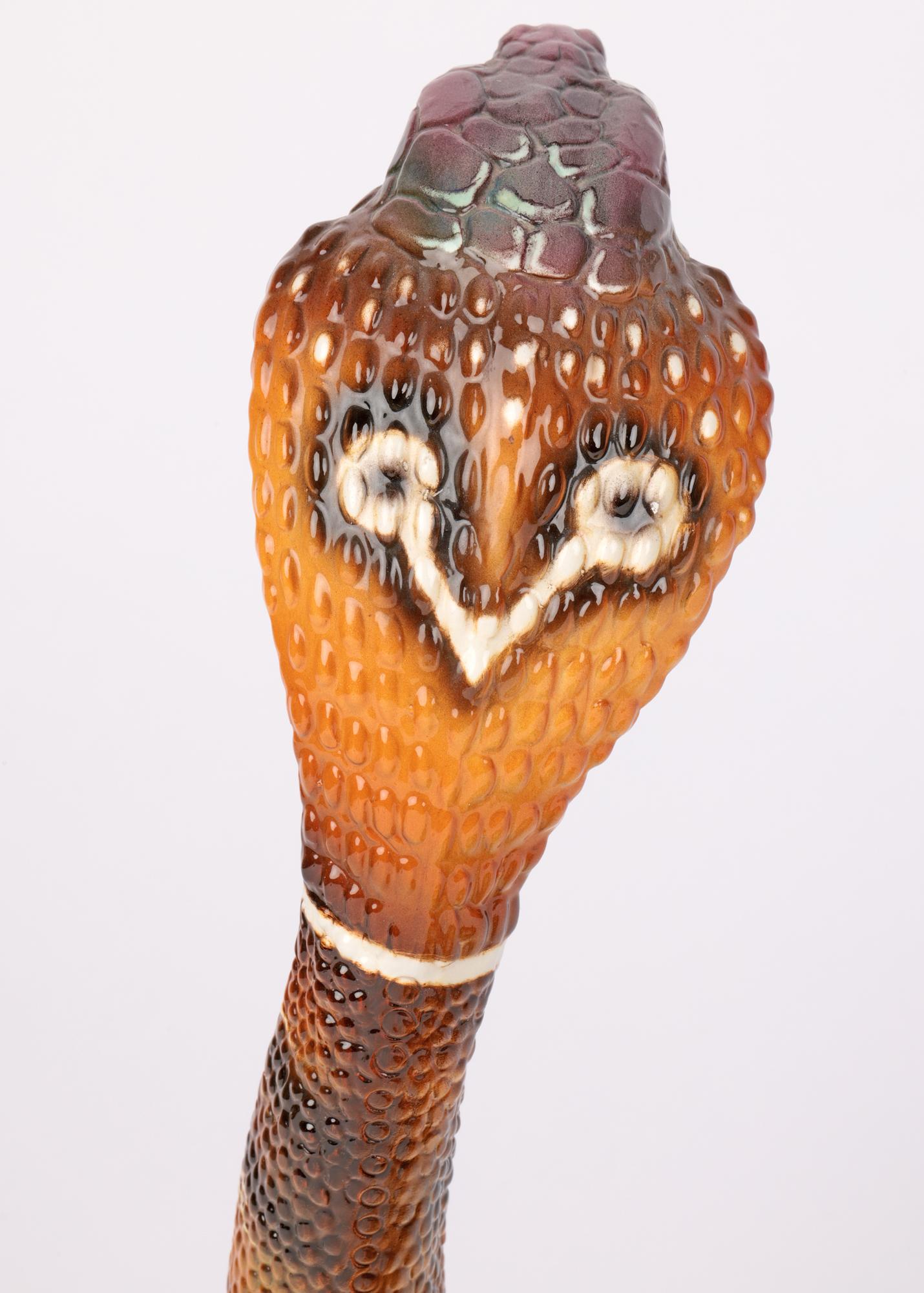 Mid-20th Century Ronzan Italian Midcentury Large Ceramic Pottery Cobra Snake 