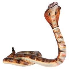 Retro Ronzan Italian Midcentury Large Ceramic Pottery Cobra Snake 