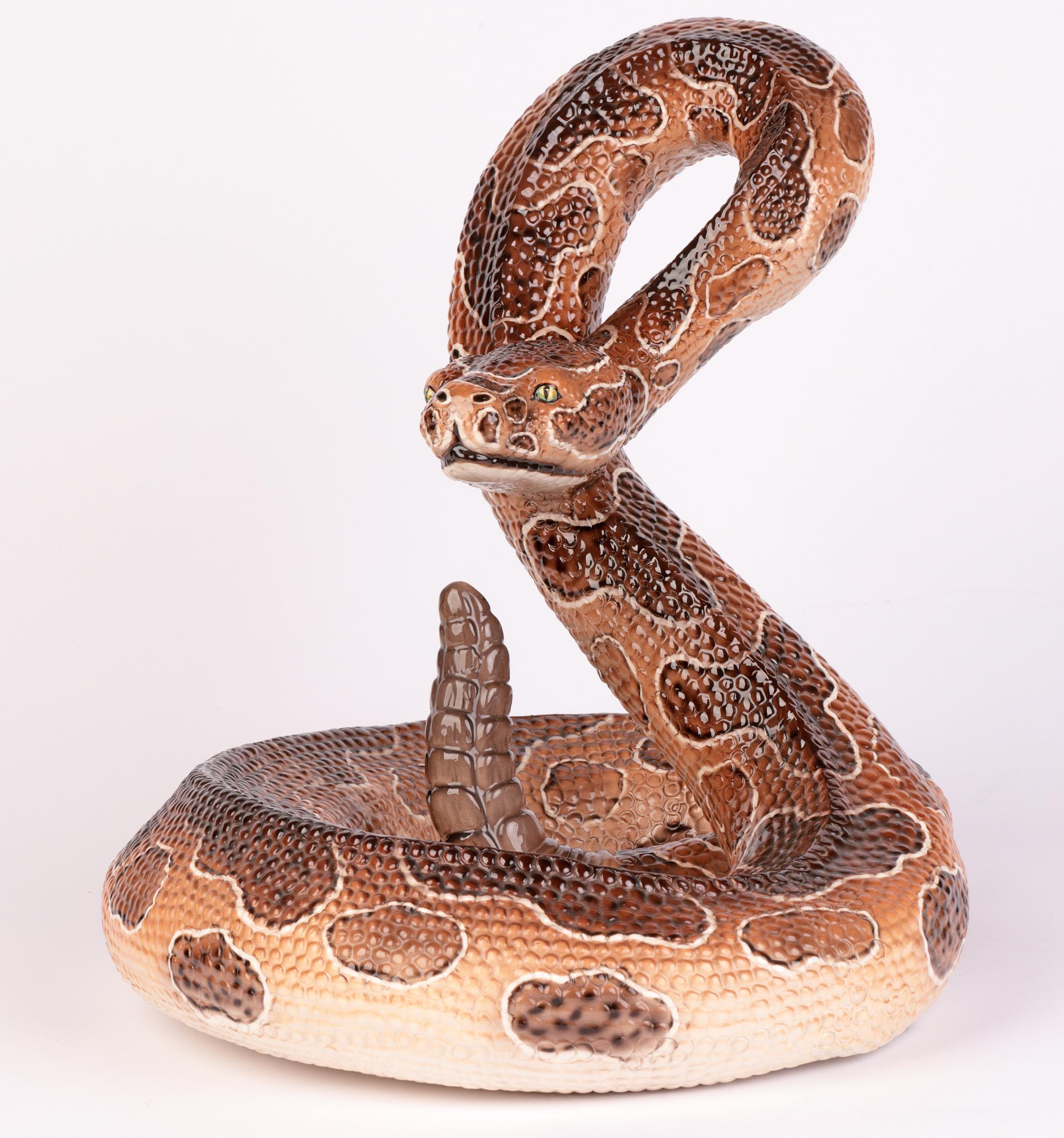 Ronzan - Poterie italienne - Grand serpent rare en céramique du milieu du siècle dernier 3