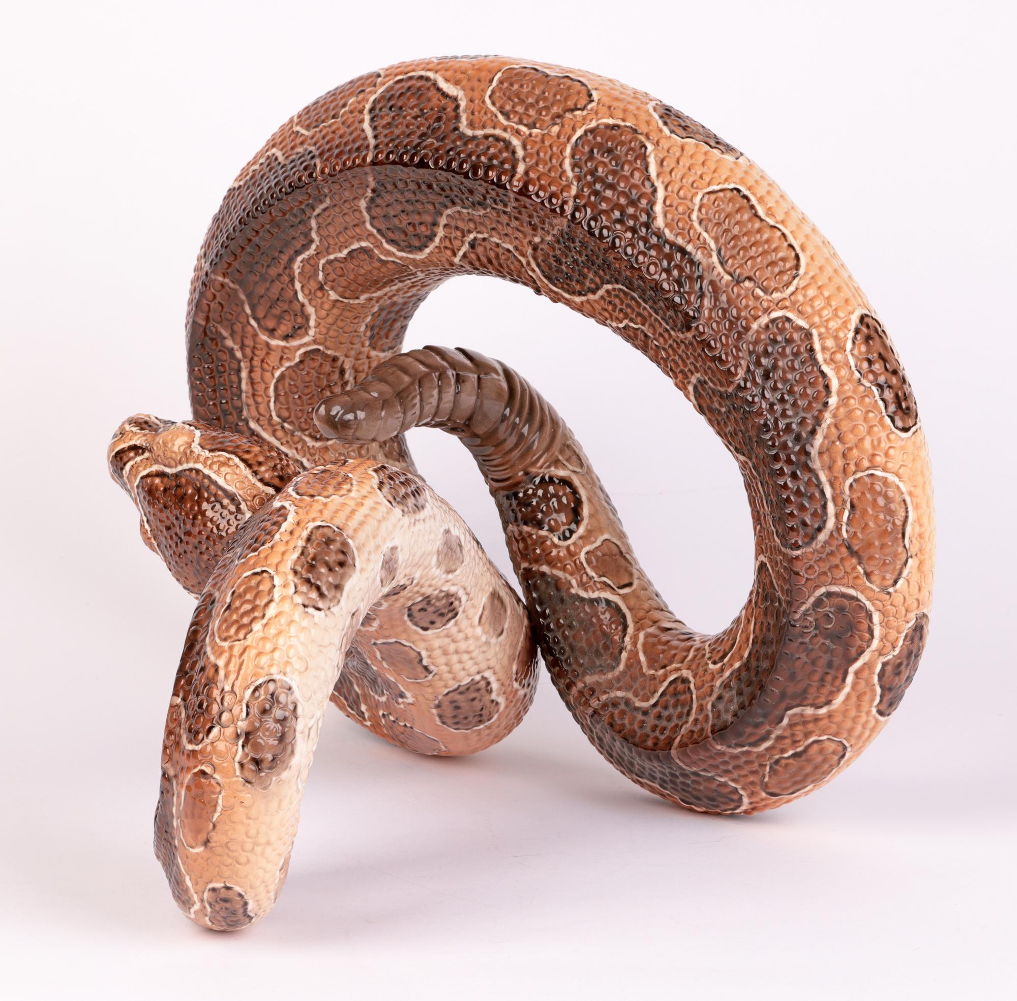 Ronzan - Poterie italienne - Grand serpent rare en céramique du milieu du siècle dernier 4