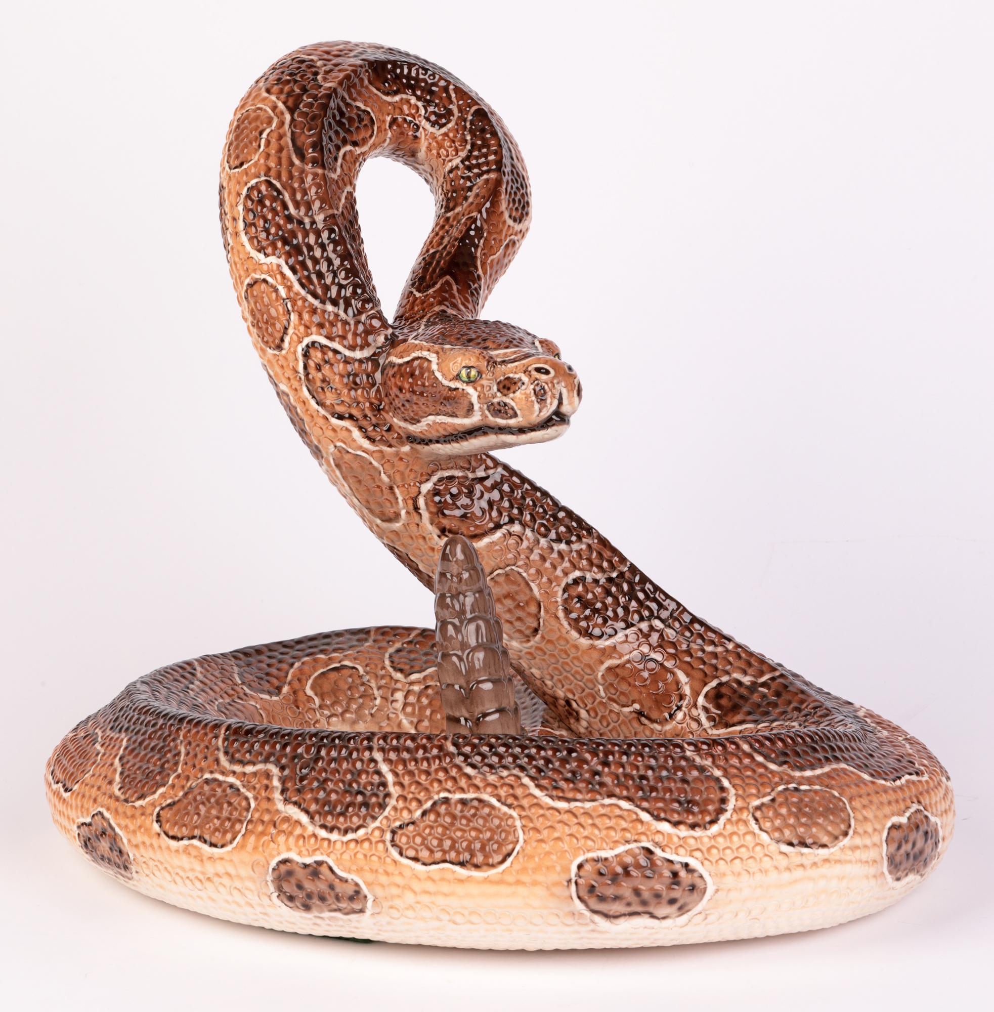 Ronzan - Poterie italienne - Grand serpent rare en céramique du milieu du siècle dernier 5