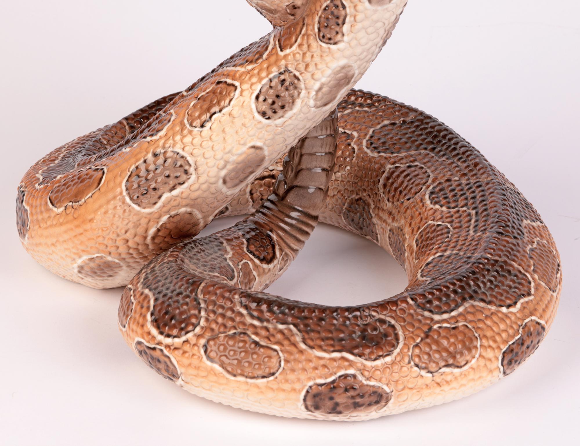 Ronzan - Poterie italienne - Grand serpent rare en céramique du milieu du siècle dernier 6