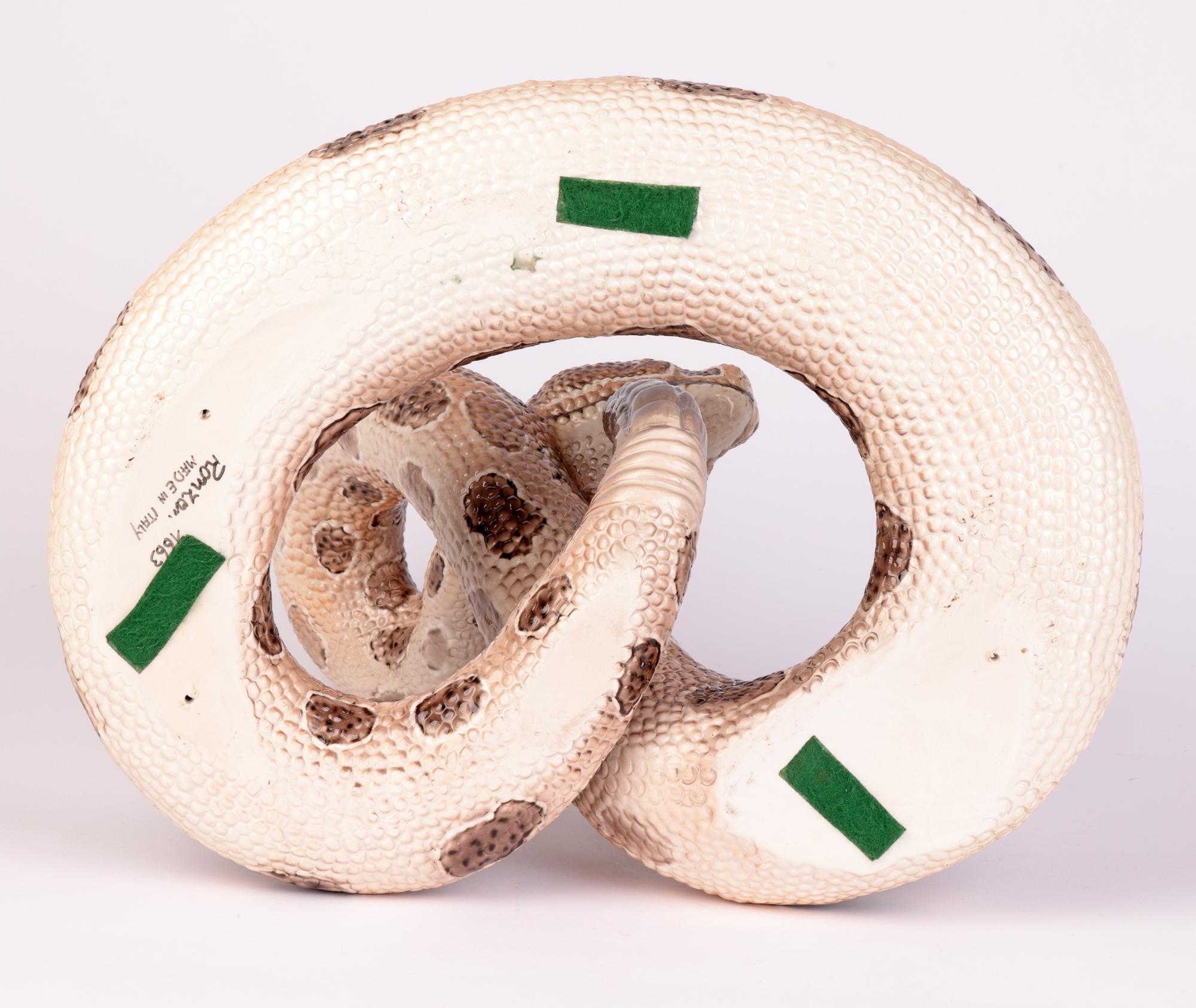Ronzan - Poterie italienne - Grand serpent rare en céramique du milieu du siècle dernier 7