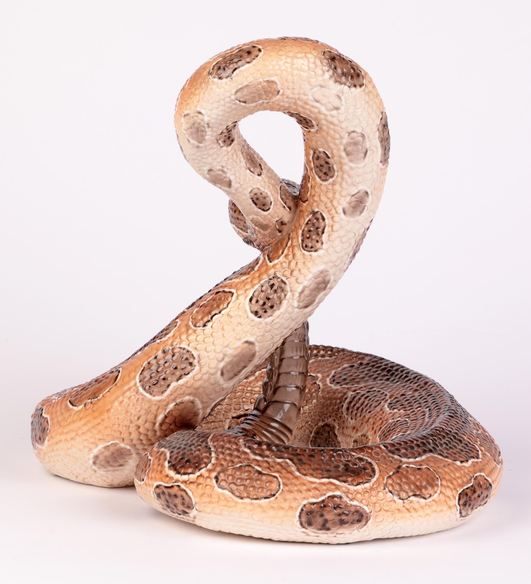 Ronzan - Poterie italienne - Grand serpent rare en céramique du milieu du siècle dernier 8