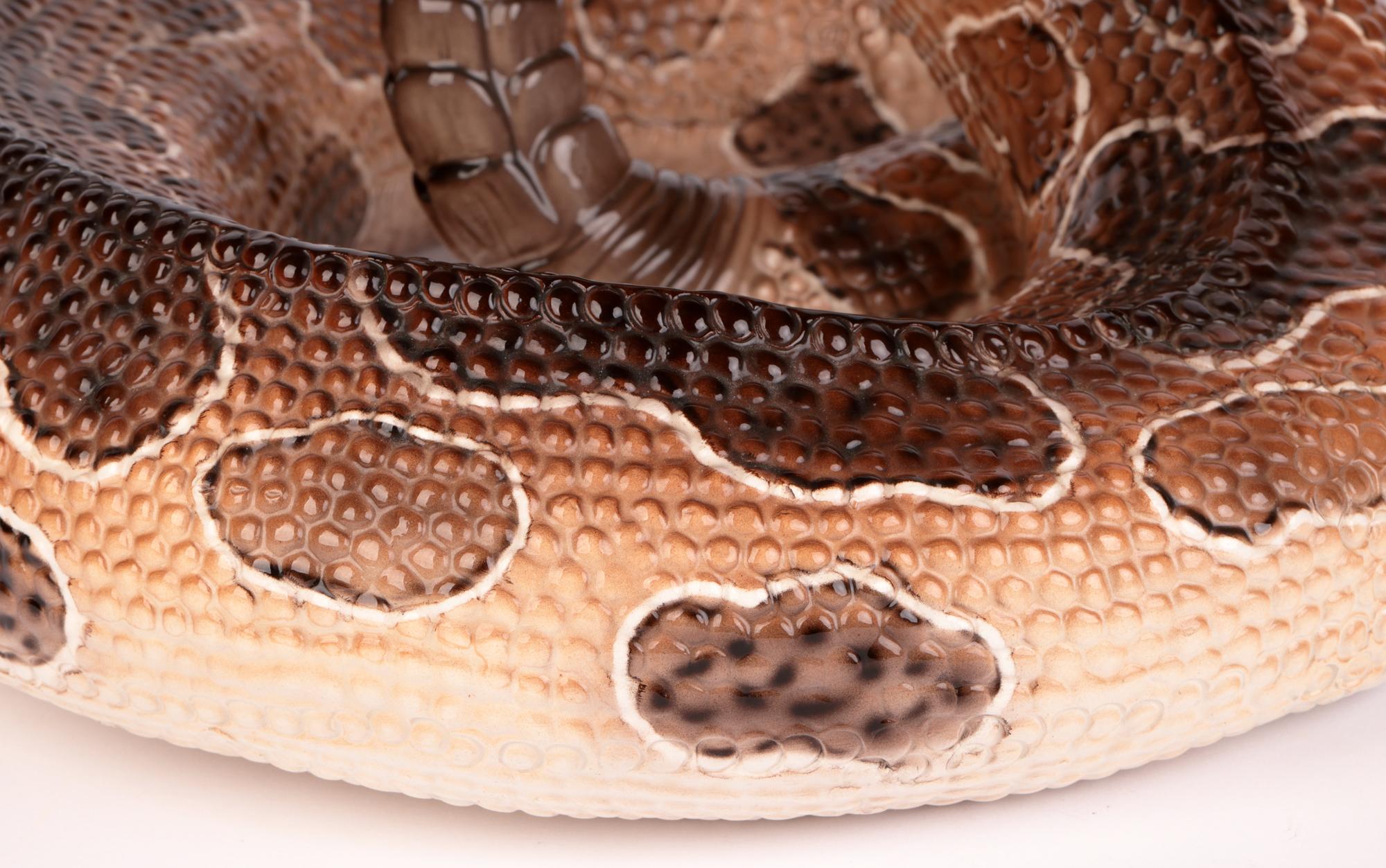 Fait main Ronzan - Poterie italienne - Grand serpent rare en céramique du milieu du siècle dernier