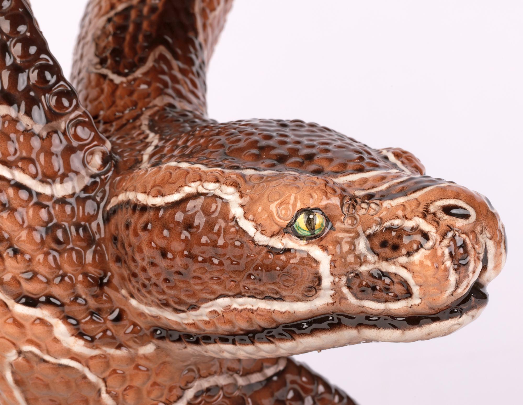 Ronzan - Poterie italienne - Grand serpent rare en céramique du milieu du siècle dernier 2