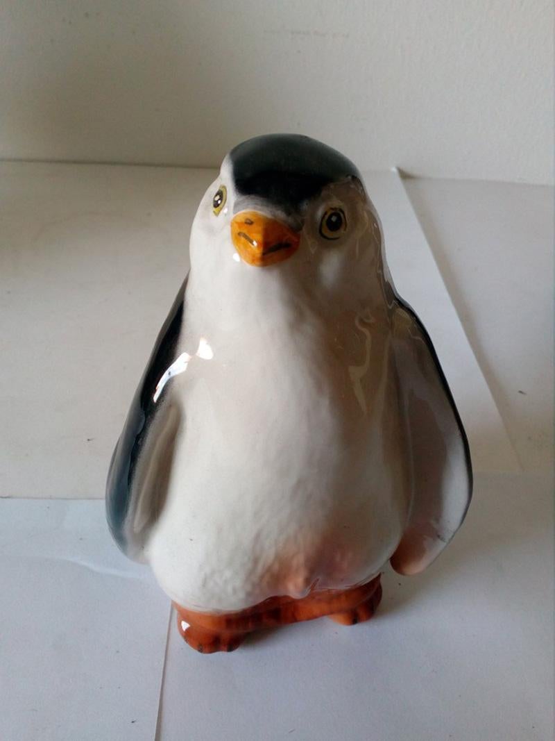 Italian 'Ronzan' Lenci Group of Three Ceramic Penguins Signed, Italy, 1950 One is a Lamp For Sale