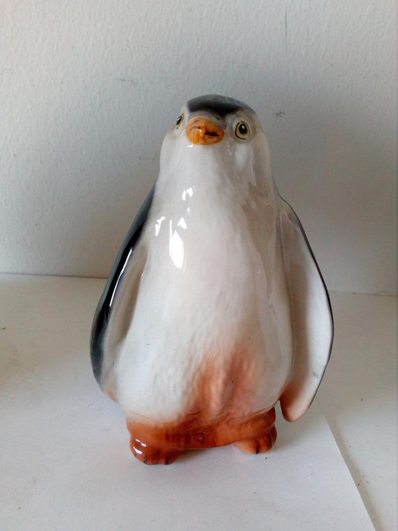 20th Century 'Ronzan' Lenci Group of Three Ceramic Penguins Signed, Italy, 1950 One is a Lamp For Sale