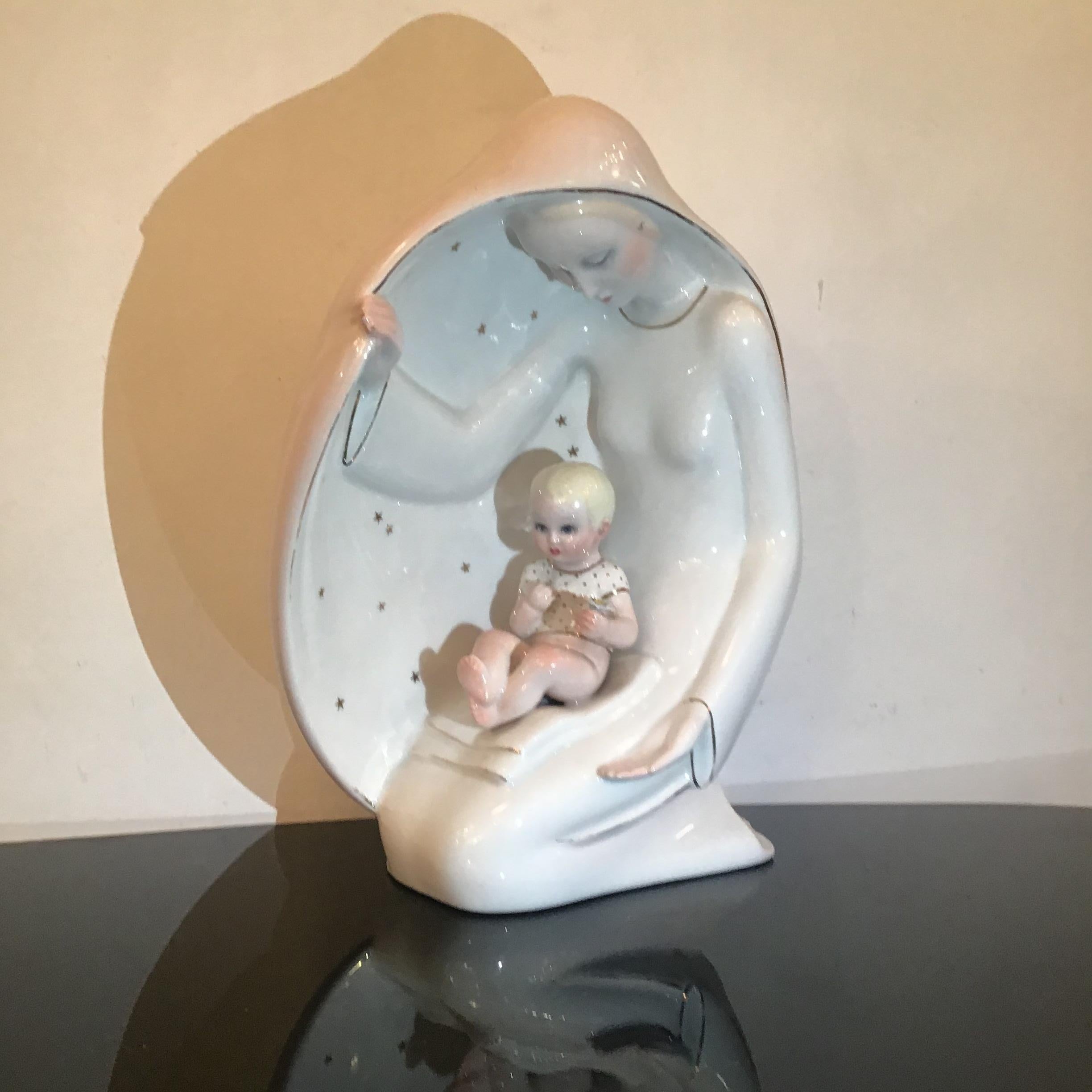 Ronzan Maternity Ceramic 1950 Italy  In Good Condition For Sale In Milano, IT