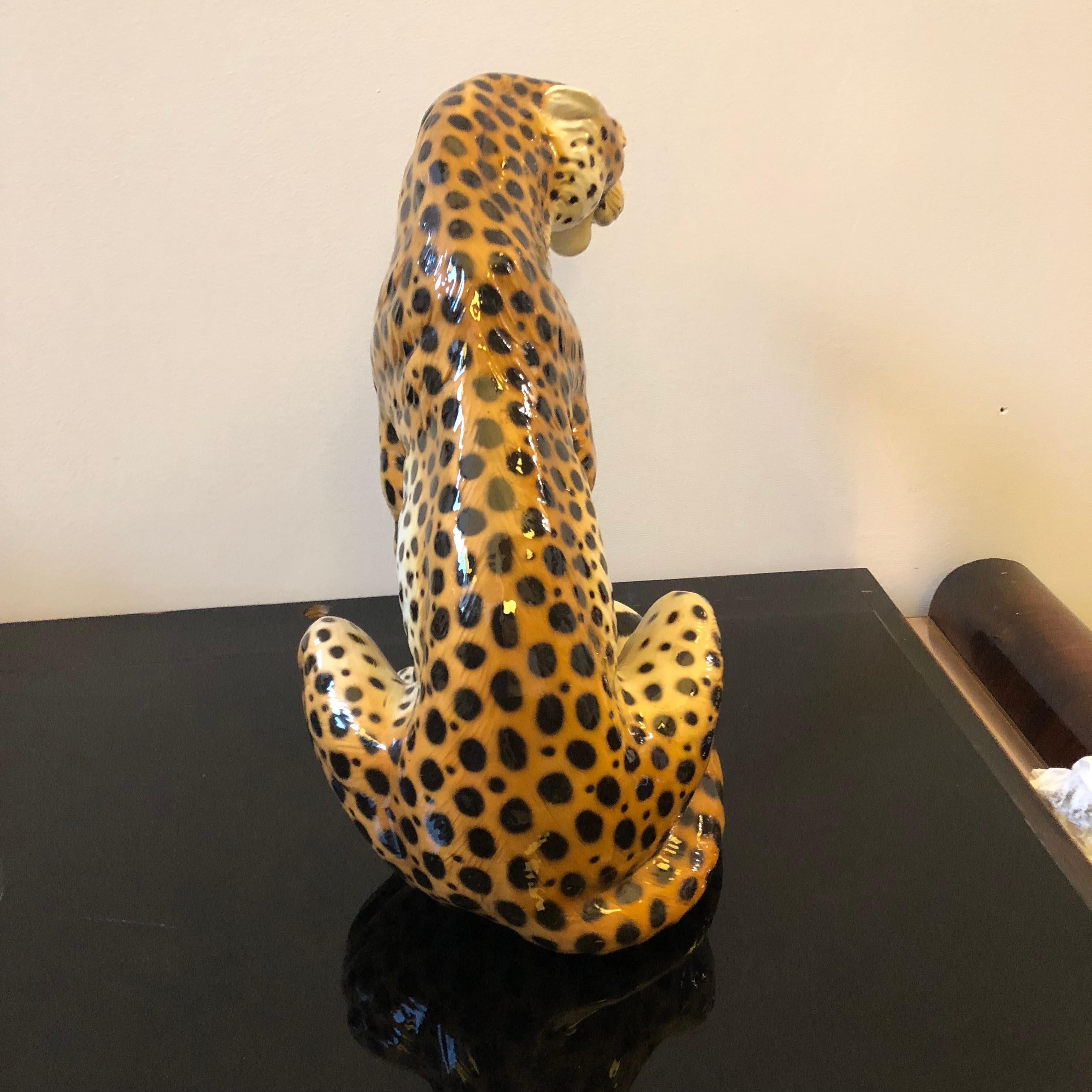 20th Century Ronzan Mid-Century Modern Italian Ceramic Cheetah, circa 1950
