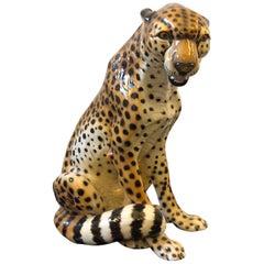 Retro Ronzan Mid-Century Modern Italian Ceramic Cheetah, circa 1950