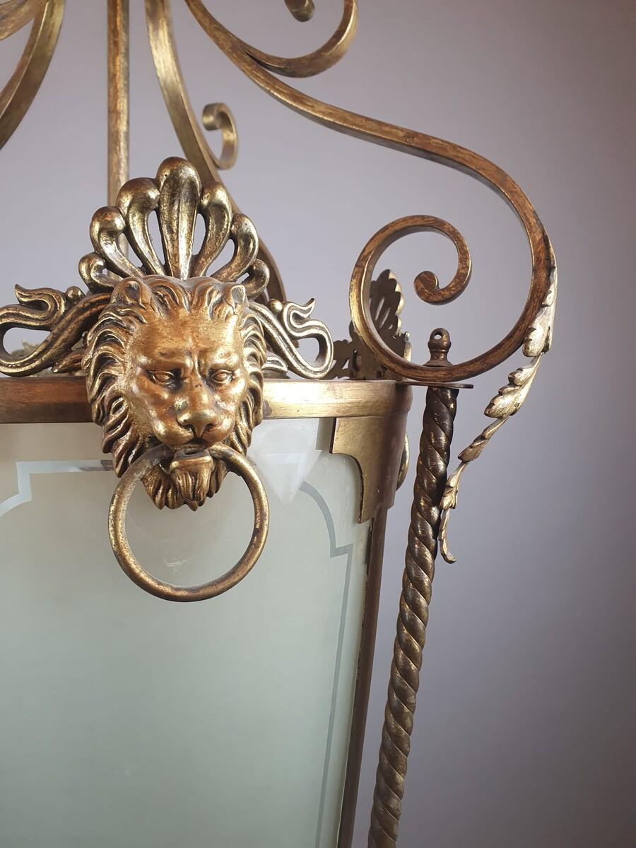Linterna de salón de bronce y latón, Siglo XIX en venta 6