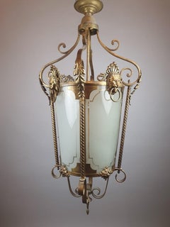 ronze And Brass Hall Lantern, 19th Century