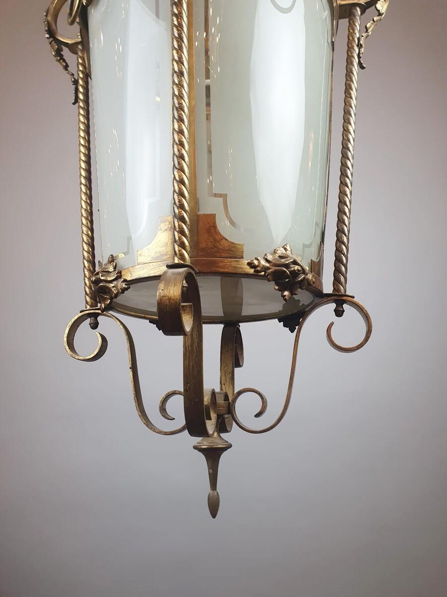 Linterna de salón de bronce y latón, Siglo XIX en Bueno estado para la venta en Brussels, BE