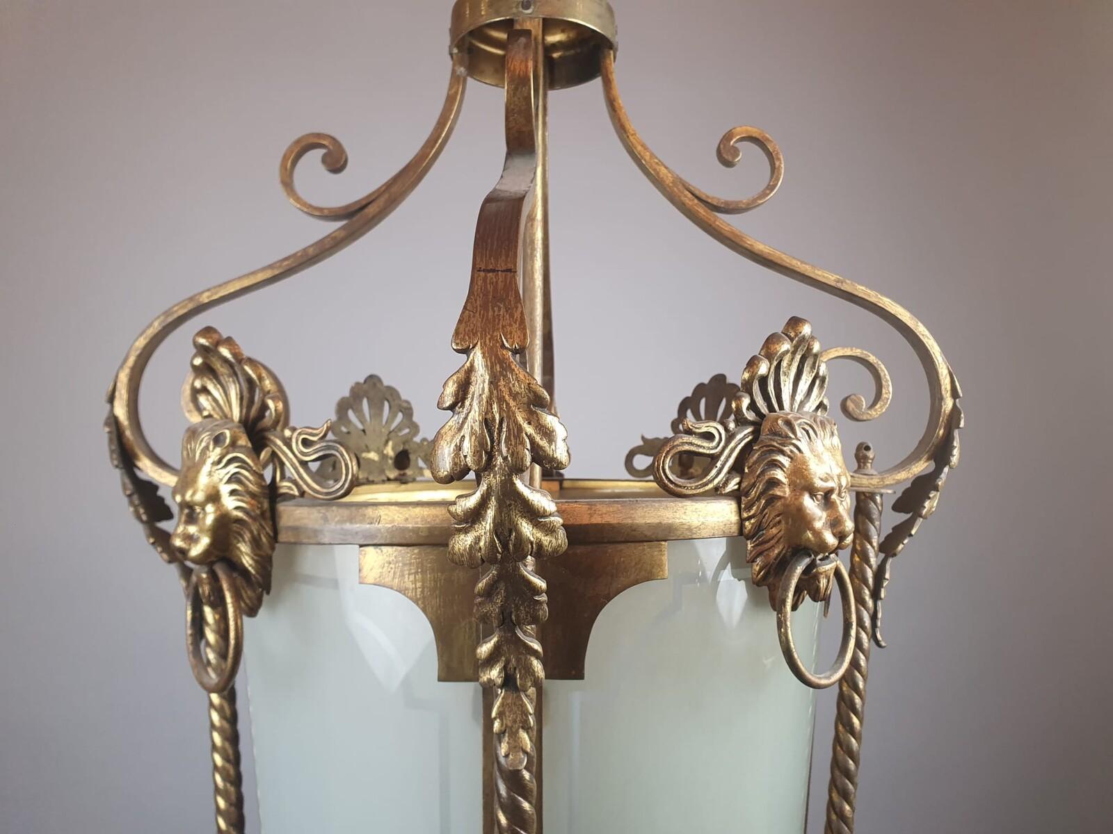 Linterna de salón de bronce y latón, Siglo XIX Latón en venta