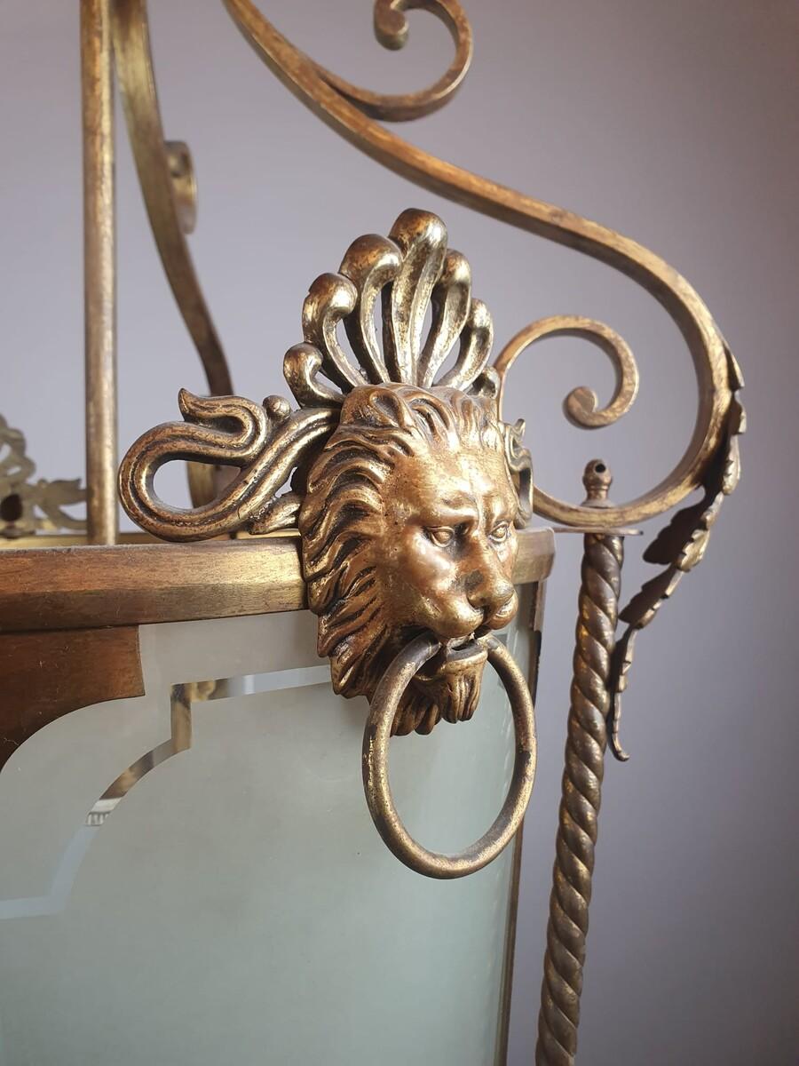 Linterna de salón de bronce y latón, Siglo XIX en venta 1