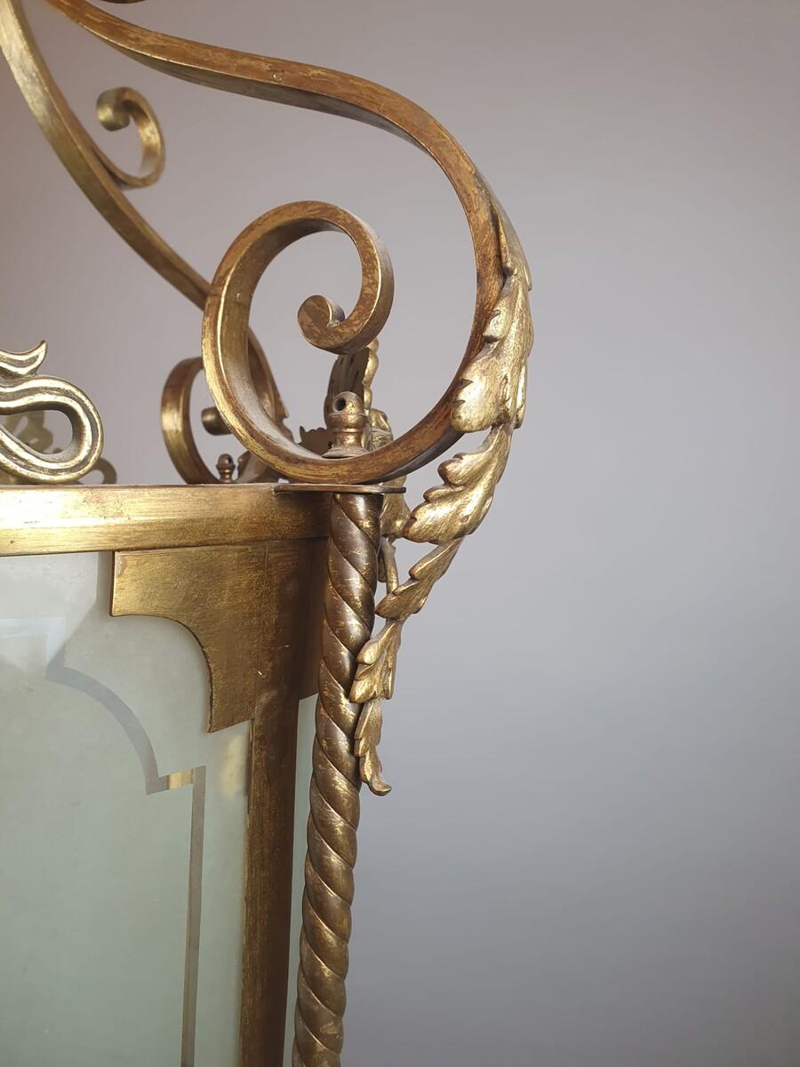 Linterna de salón de bronce y latón, Siglo XIX en venta 2