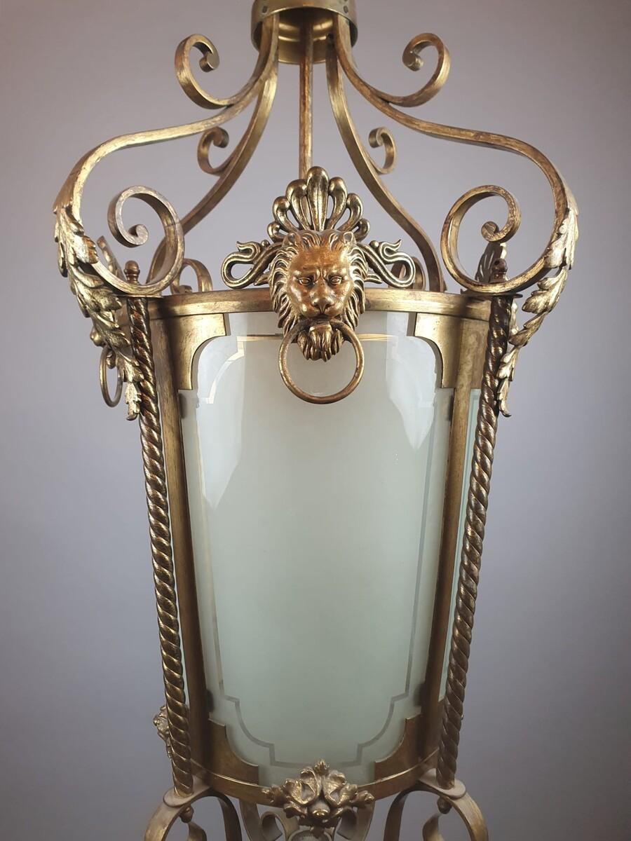 Linterna de salón de bronce y latón, Siglo XIX en venta 3