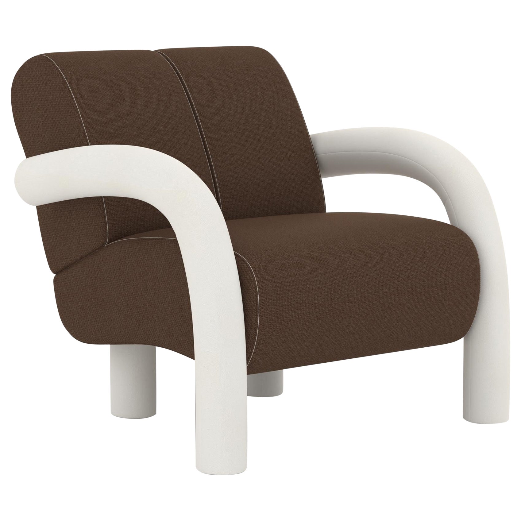 Sillón Roo Lounge, Acero Cortado Marrón/Blanco en venta