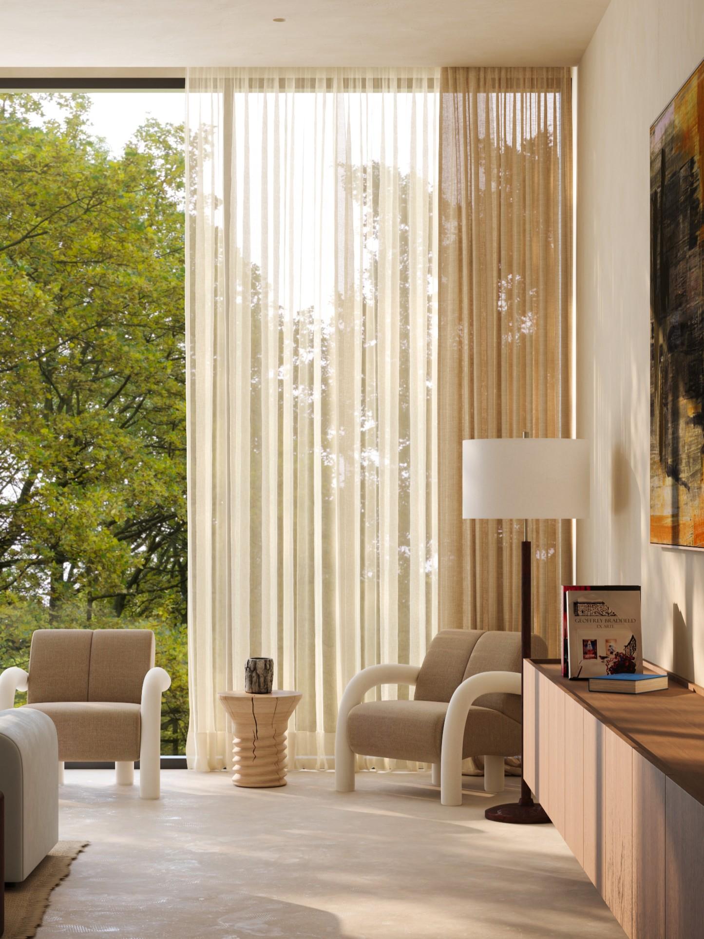 Roo Lounge Sessel, Stahlschnitt Creme/Braun im Angebot 3