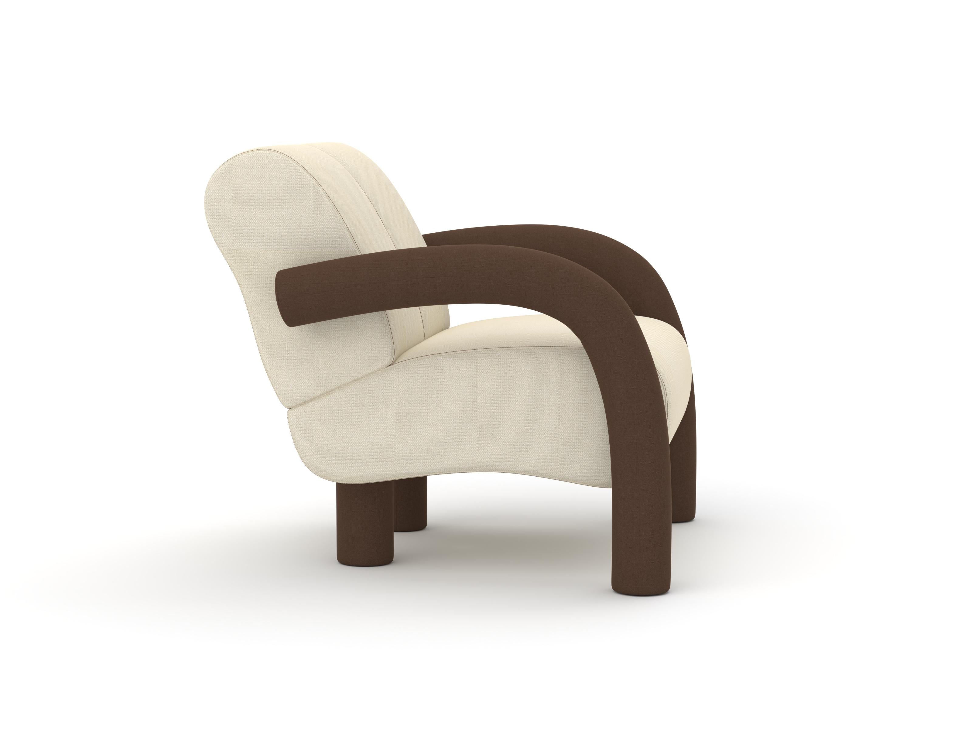 Moderno Poltrona Roo Lounge, Steelcut Crema/Marrone in vendita