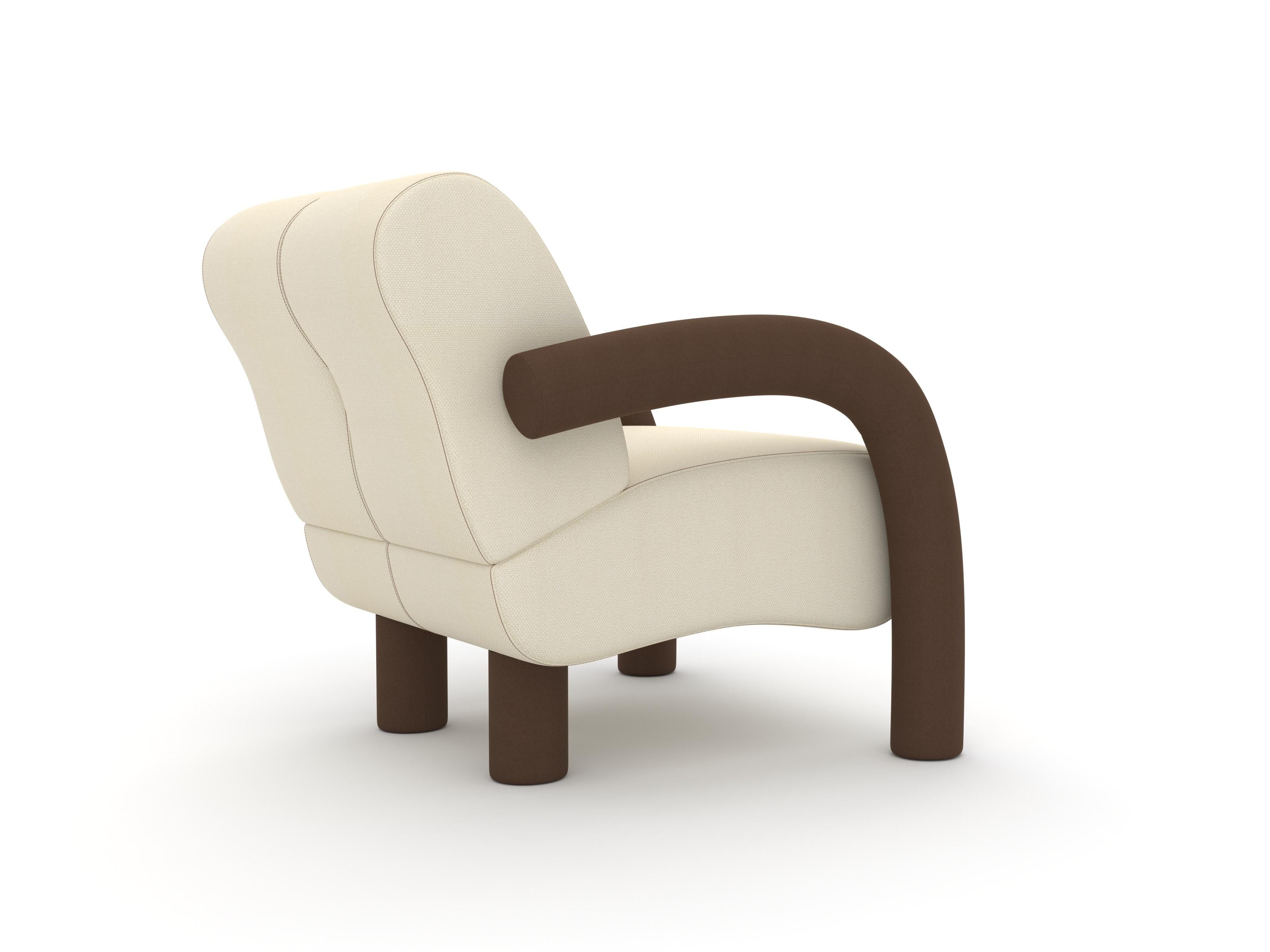 Cinese Poltrona Roo Lounge, Steelcut Crema/Marrone in vendita
