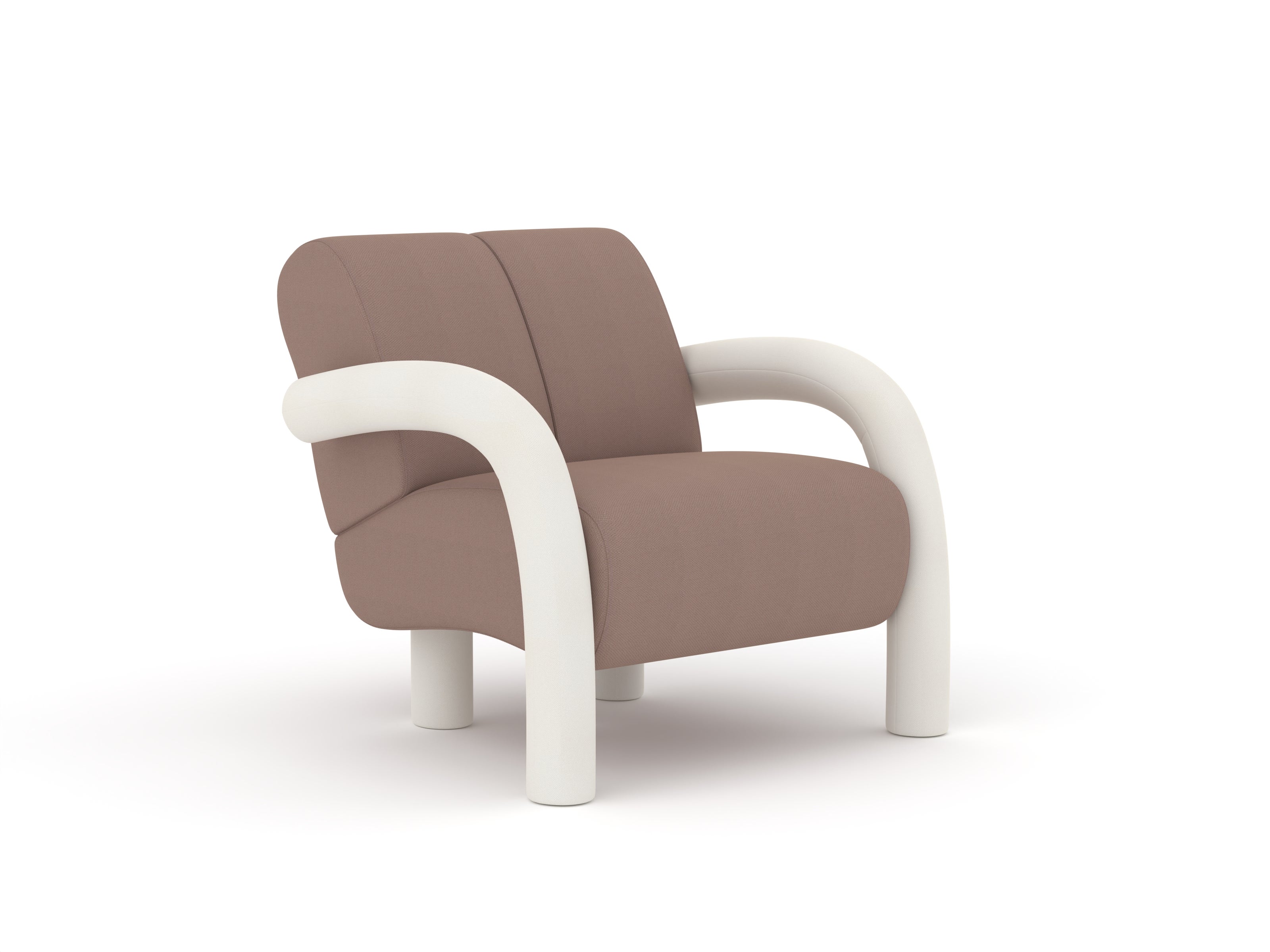 Roo Lounge Armchair, Steelcut Dusty Pink/White For Sale