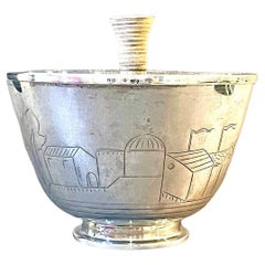 "Rooftops of Stockholm", Art Deco Lidded Bowl w/ Engraved Skyline of Stockholm